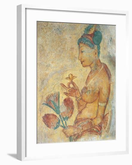 Sri Lanka, Central Province, Matale District, Sigiriya Depicting Apsara Spirit Offering Flowers-null-Framed Giclee Print