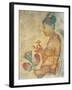 Sri Lanka, Central Province, Matale District, Sigiriya Depicting Apsara Spirit Offering Flowers-null-Framed Giclee Print