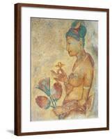 Sri Lanka, Central Province, Matale District, Sigiriya Depicting Apsara Spirit Offering Flowers-null-Framed Giclee Print