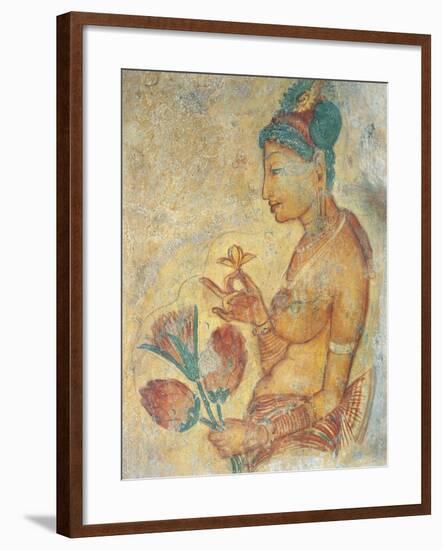 Sri Lanka, Central Province, Matale District, Sigiriya Depicting Apsara Spirit Offering Flowers-null-Framed Giclee Print