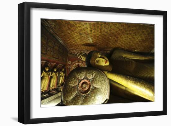 Sri Lanka, Dambulla, Dambulla Cave Temple, Face of Sleeping Buddha-Anthony Asael-Framed Photographic Print