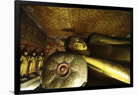 Sri Lanka, Dambulla, Dambulla Cave Temple, Face of Sleeping Buddha-Anthony Asael-Framed Photographic Print