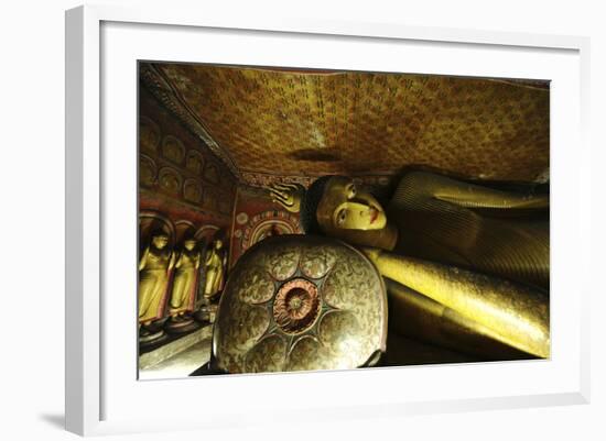 Sri Lanka, Dambulla, Dambulla Cave Temple, Face of Sleeping Buddha-Anthony Asael-Framed Photographic Print