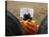 Sri Lankan Buddhist Monk Reads Holy Scriptures on First Day of their New Year at Kelaniya Temple-null-Stretched Canvas