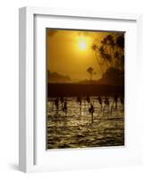 Sri Lankan Fishermen Sit Perched on Stilts Fixed into the Ocean Floor-null-Framed Photographic Print