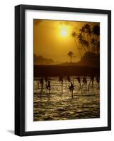 Sri Lankan Fishermen Sit Perched on Stilts Fixed into the Ocean Floor-null-Framed Photographic Print