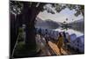 Sri Lankan People Walking at Kandy Lake at Sunrise, Kandy, Central Province, Sri Lanka, Asia-Matthew Williams-Ellis-Mounted Photographic Print