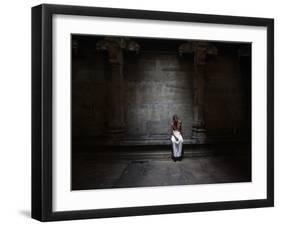 Sri Lankan Tamil Hindu Devotee Sits on Last Day of Tamil Year at a Hindu Temple in Sri Lanka-null-Framed Photographic Print