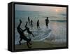 Sri Lankan Tsunami Survivors Play at Akurala Beach Close to their Temporary Shelters-null-Framed Stretched Canvas