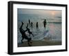 Sri Lankan Tsunami Survivors Play at Akurala Beach Close to their Temporary Shelters-null-Framed Photographic Print