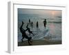 Sri Lankan Tsunami Survivors Play at Akurala Beach Close to their Temporary Shelters-null-Framed Photographic Print