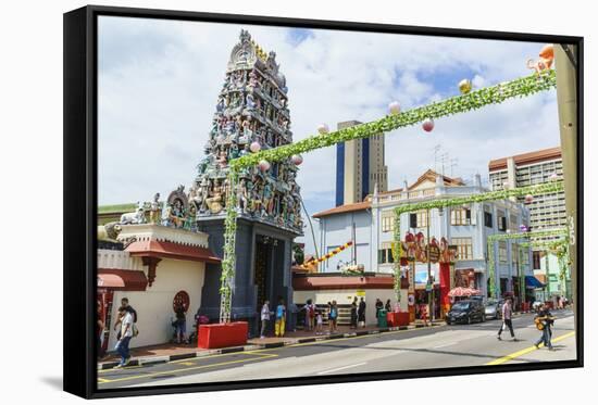 Sri Mariamman Temple and Masjid Jamae (Chulia) Mosque in South Bridge Road, Chinatown, Singapore-Fraser Hall-Framed Stretched Canvas