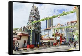 Sri Mariamman Temple and Masjid Jamae (Chulia) Mosque in South Bridge Road, Chinatown, Singapore-Fraser Hall-Framed Stretched Canvas