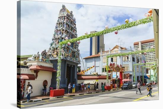 Sri Mariamman Temple and Masjid Jamae (Chulia) Mosque in South Bridge Road, Chinatown, Singapore-Fraser Hall-Stretched Canvas