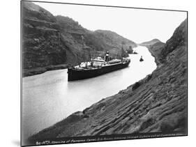 SS Ancon Passing Through Culebra Cut-null-Mounted Photographic Print