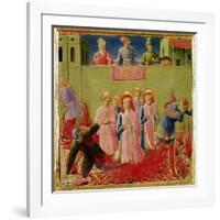 SS. Cosmas and Damian Condemned to Burn at Stake, Predella from Annalena Altarpiece, 1434-Fra Angelico-Framed Giclee Print
