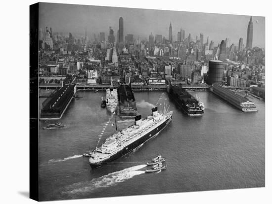 SS Liberte (Formerly Europa) Berths in New York, 1950-null-Stretched Canvas