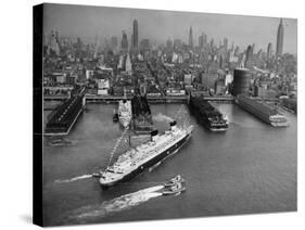 SS Liberte (Formerly Europa) Berths in New York, 1950-null-Stretched Canvas