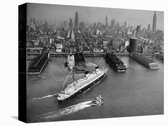 SS Liberte (Formerly Europa) Berths in New York, 1950-null-Stretched Canvas