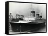 SS Normandie Docked in New York Harbor-null-Framed Stretched Canvas