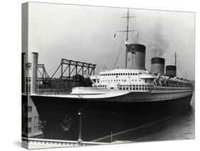 SS Normandie Docked in New York Harbor-null-Stretched Canvas