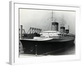 SS Normandie Docked in New York Harbor-null-Framed Photographic Print