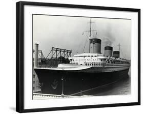 SS Normandie Docked in New York Harbor-null-Framed Photographic Print