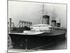 SS Normandie Docked in New York Harbor-null-Mounted Photographic Print