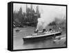 SS Normandie in New York Harbor-null-Framed Stretched Canvas