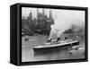 SS Normandie in New York Harbor-null-Framed Stretched Canvas