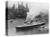 SS Normandie in New York Harbor-null-Stretched Canvas