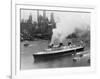 SS Normandie in New York Harbor-null-Framed Photographic Print