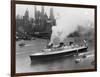 SS Normandie in New York Harbor-null-Framed Photographic Print