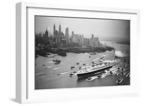 SS United States Arrives in Manhattan-null-Framed Photographic Print