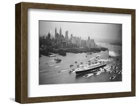 SS United States Arrives in Manhattan-null-Framed Photographic Print