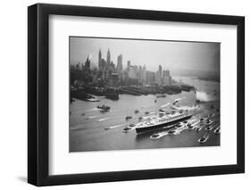 SS United States Arrives in Manhattan-null-Framed Photographic Print