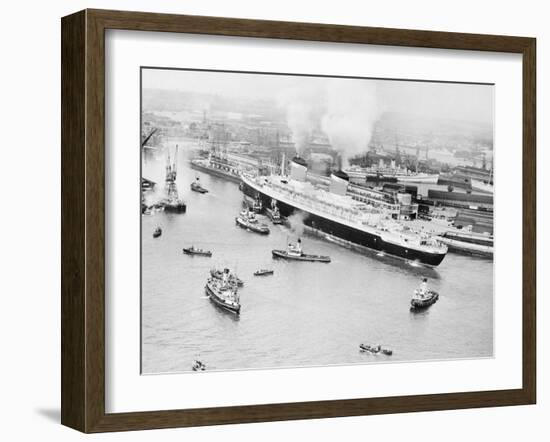 SS United States Entering Southampton Harbor-null-Framed Photographic Print