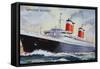 Ss United States Maiden Voyage in 1952-American School-Framed Stretched Canvas