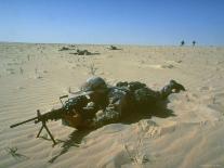 Airborne Division Paratrooper Setting Up flanking position in Desert Shield Gulf Crisis-Ssg Corkran-Framed Stretched Canvas