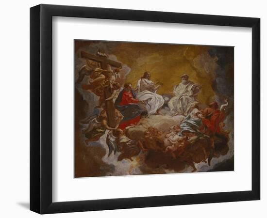 St Agnes in Glory, Assisted by the Madonna and St. John the Baptist, the Trinity Above-Giovanni Battista Gaulli-Framed Giclee Print