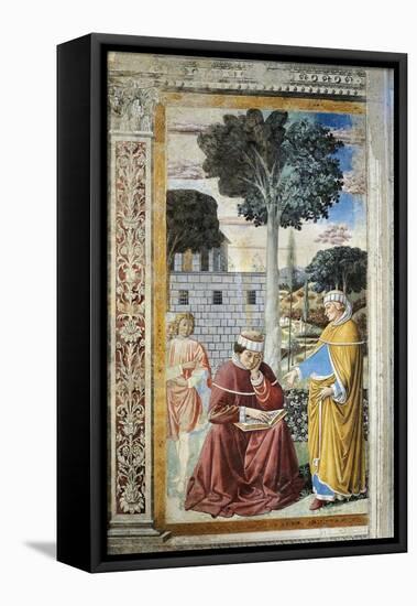 St. Agostino Reading Epistles of St. Paul, Detail from Stories of St. Augustine, 1465-Benozzo Gozzoli-Framed Stretched Canvas
