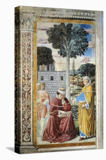 St. Agostino Reading Epistles of St. Paul, Detail from Stories of St. Augustine, 1465-Benozzo Gozzoli-Stretched Canvas