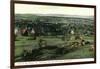 St. Albans, Vermont, View of Town, Lake, and Adirondack Mountains-Lantern Press-Framed Art Print