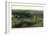 St. Albans, Vermont, View of Town, Lake, and Adirondack Mountains-Lantern Press-Framed Art Print