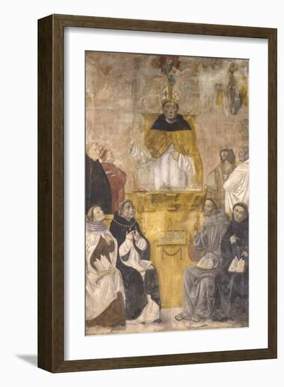 St. Albert the Great Preaching with Sts. Thomas Aquinas and Bonaventure-Alvise De Donati-Framed Art Print