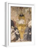 St. Albert the Great Preaching with Sts. Thomas Aquinas and Bonaventure-Alvise De Donati-Framed Art Print