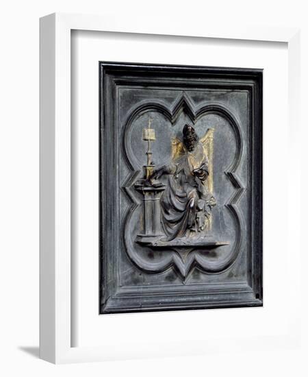 St Ambrose, Panel E of the North Doors of the Baptistery of San Giovanni, 1403-24 (Bronze)-Lorenzo Ghiberti-Framed Giclee Print