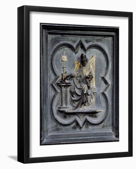 St Ambrose, Panel E of the North Doors of the Baptistery of San Giovanni, 1403-24 (Bronze)-Lorenzo Ghiberti-Framed Giclee Print