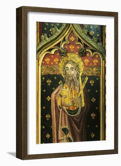 St. Andrew with Satire Cross, Detail of the Rood Screen, St. Agnes Church, Cawston, Norfolk, Uk-null-Framed Giclee Print