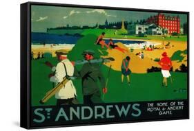 St. Andrews Vintage Poster - Europe-Lantern Press-Framed Stretched Canvas